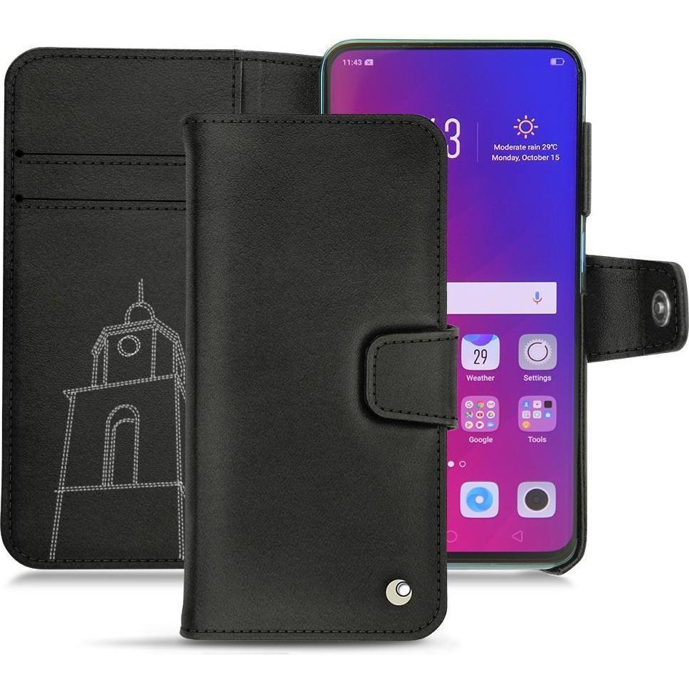 Noreve Lederschutzhülle Wallet (Oppo Find X), Smartphone Hülle, Schwarz