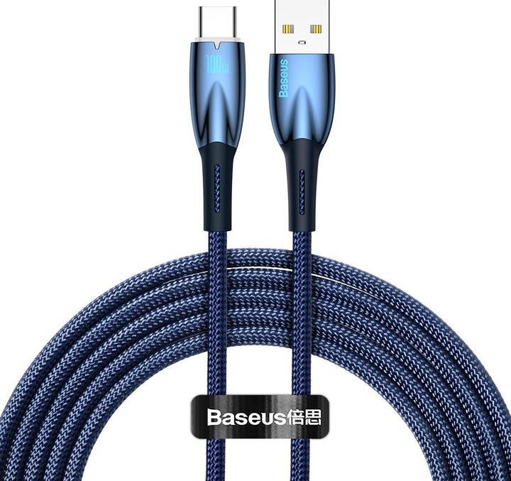 Actual product image Baseus USB cable for USB-C Glimmer Series, 100W, 2m (Blue) (2 m, USB 2.0, 100 W)