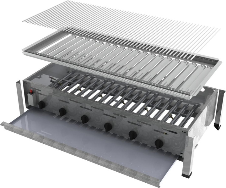 Produktbild ChattenGlut Gasbräter 6-flammig mit Einzelne Edelstahlstäbe als Rost (22 kW)