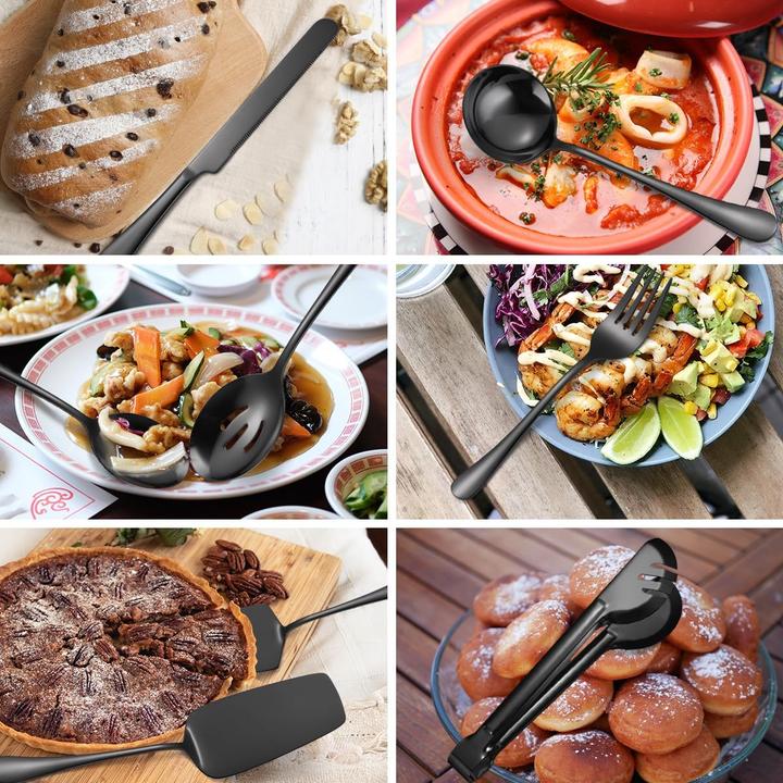 Actual product image Aarainbow 8-teiliges Servierbesteck-Set für Buffet (Cake server, Serving fork, Serving spoon, Serving tongs, Tart knife)