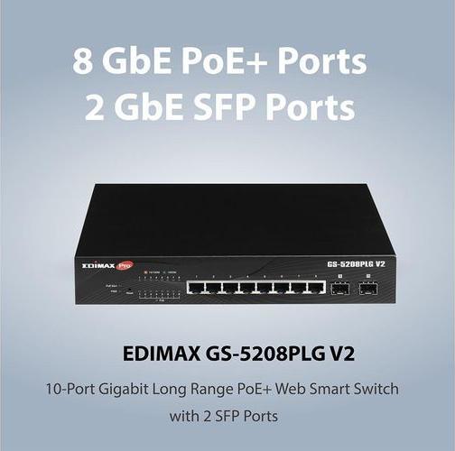 Produktbild edimax Switch Pro 8x GE GS-5208PLG V2 POE (10 Ports)