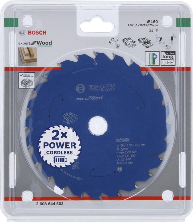 Produktbild Bosch Professional Zubehör Akku-Kreissägeblatt Expert for Wood, 160 x 1,5/1 x 20, 24 Zähne