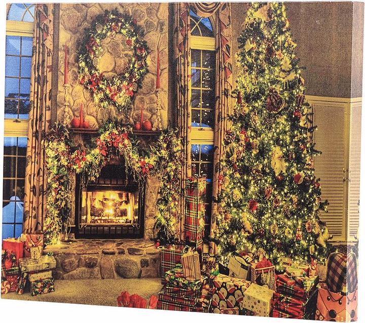 Infactory Décor mural "Cheminée de Noël" avec LED clignotantes (40 x 30 cm)