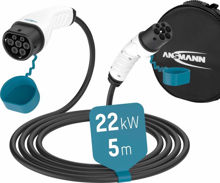 Actual product image Ansmann 1900-0119 Car Charging Cable 22kW Type2 5m (Type 2, 22 kW, 32 A, 5 m)