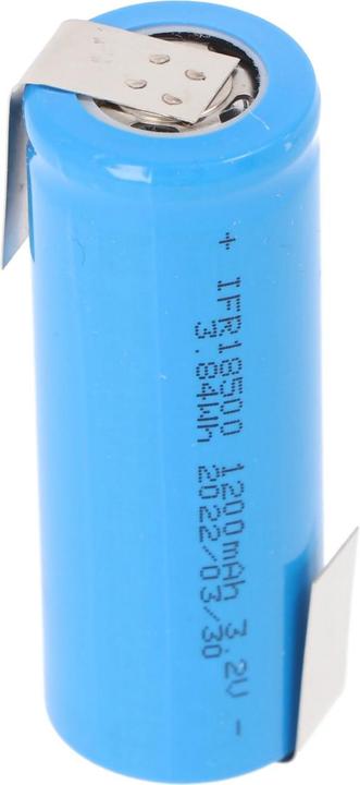 EIZfan Battery IFR 18500 LiFePo4 Flat Top unprotected, solder tag Z (1 pcs., 1200 mAh, Battery + charger)