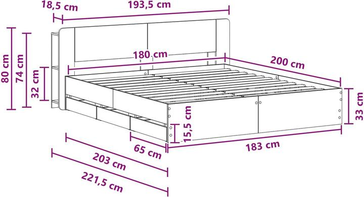 Produktbild vidaXL Aufbewahrungsbett (180 x 200 cm)