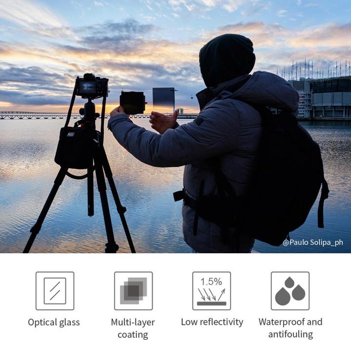 Actual product image K&F Concept Concept Filterkit Square: Houder ND1000 GND8 Soft (Graduated neutral density filter, Neutral density filter, 100 mm)