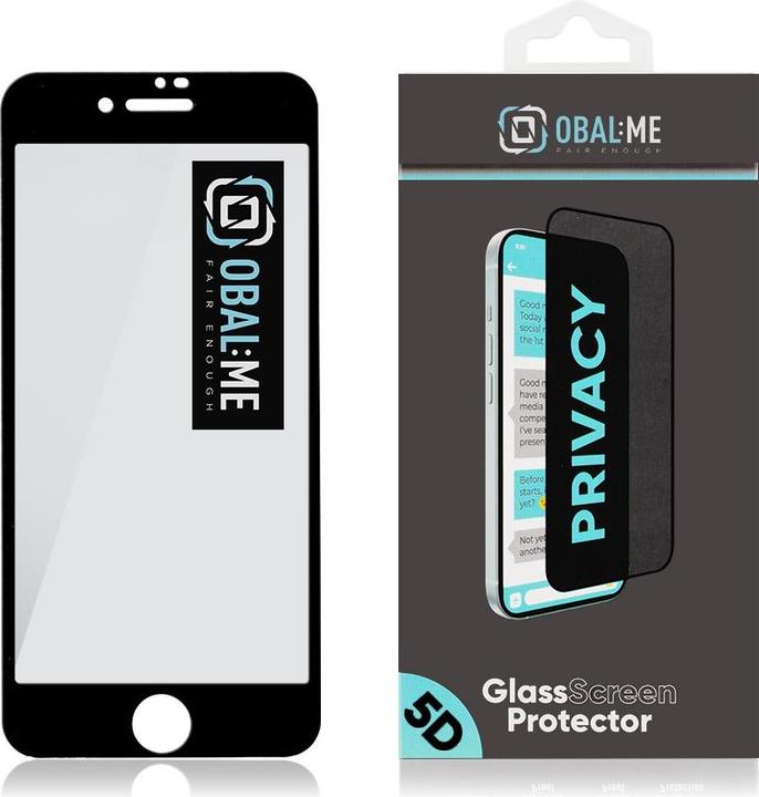 Actual product image Obal:Me Privacy 5D Glass Screen Protector for Apple iPhone 7/8/SE2020/SE2022 Black (1 pcs., Apple iPhone 7)