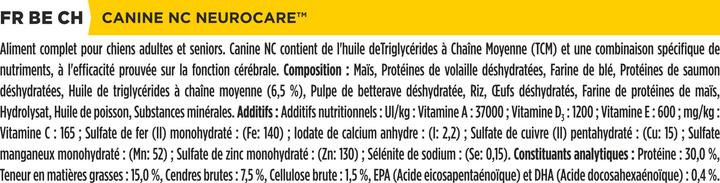 Nährwerte und Zutaten Purina ONE PRO PLAN NC NeuroCare Hundefutter (Senior, Adult, 1 Stk., 3000 g)