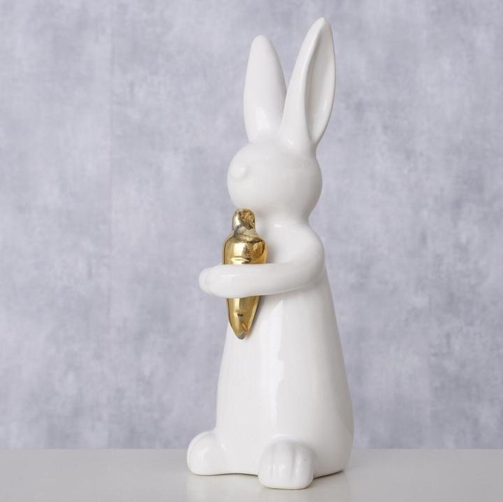 Image du produit Boltze Home Aufsteller Hase Hopsi 15 cm, Keramik, Weiss (1 x)