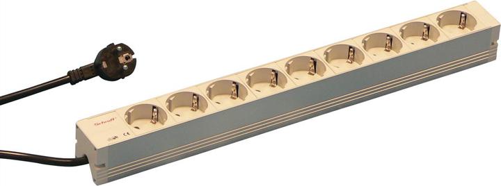 Actual product image Schroff protective contact socket strip - plug-in protective contact 9do 438.5lg (9 x, CEE 7/3, 2 m)