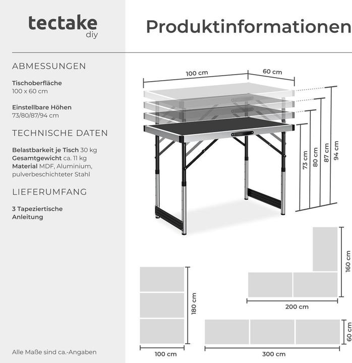 Actual product image tectake Wallpaper tables