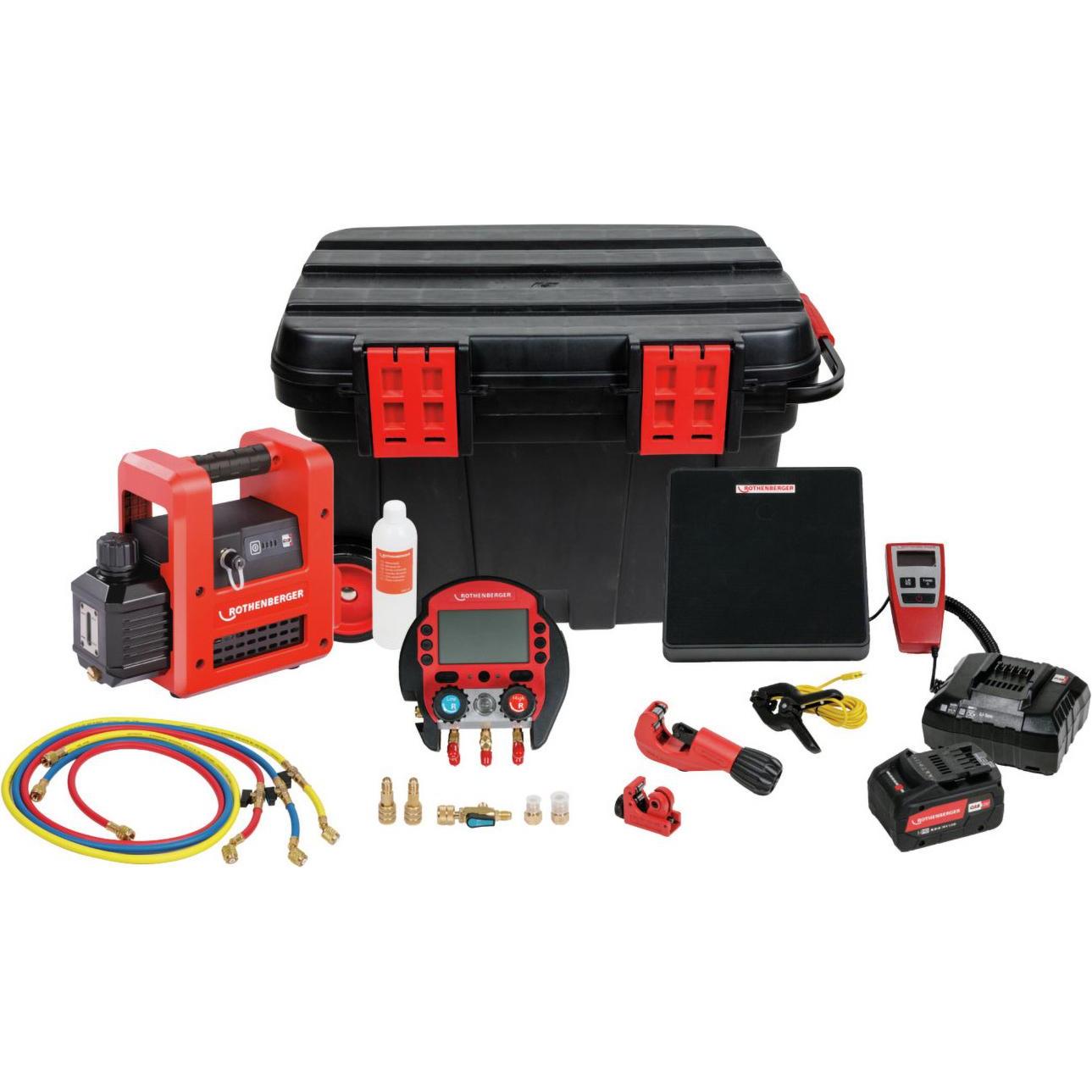 Rothenberger, Tronchese, Set completo di refrigerazione/climatizzazione ROCADDY 120 R32 CL digitale