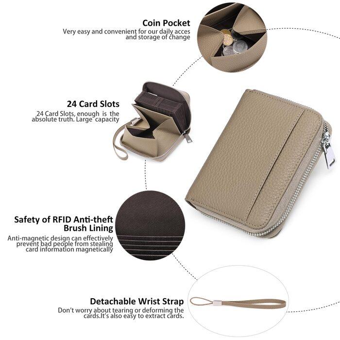 Produktbild Only-Bags.Store Portemonnaie aus Leder mit Kreditkartenschutz, Portemonnaie mit Reissverschluss, Portemonnaie im