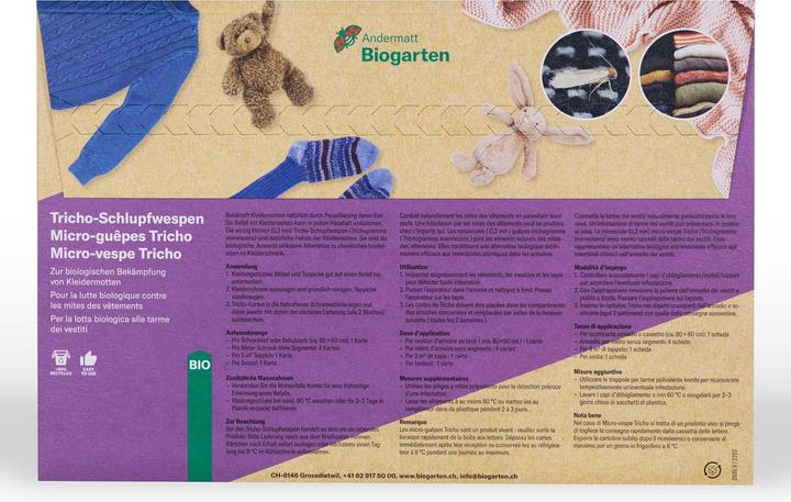 Andermatt Biogarten Tricho-Schlupfwespenkärtchen gegen Kleidermotten (8x1 Stk)