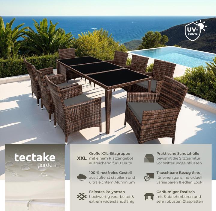 Produktbild tectake Rattan Sitzgruppe Monaco mit Schutzhülle