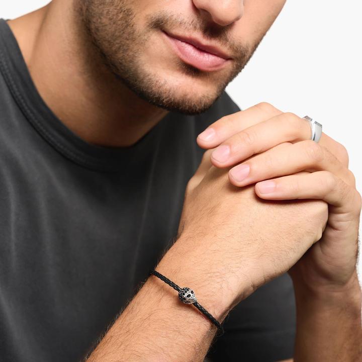 Immagine prodotto Thomas Sabo Bracciale teschio corona d'argento (16 cm, Cuoio, Argento 925)