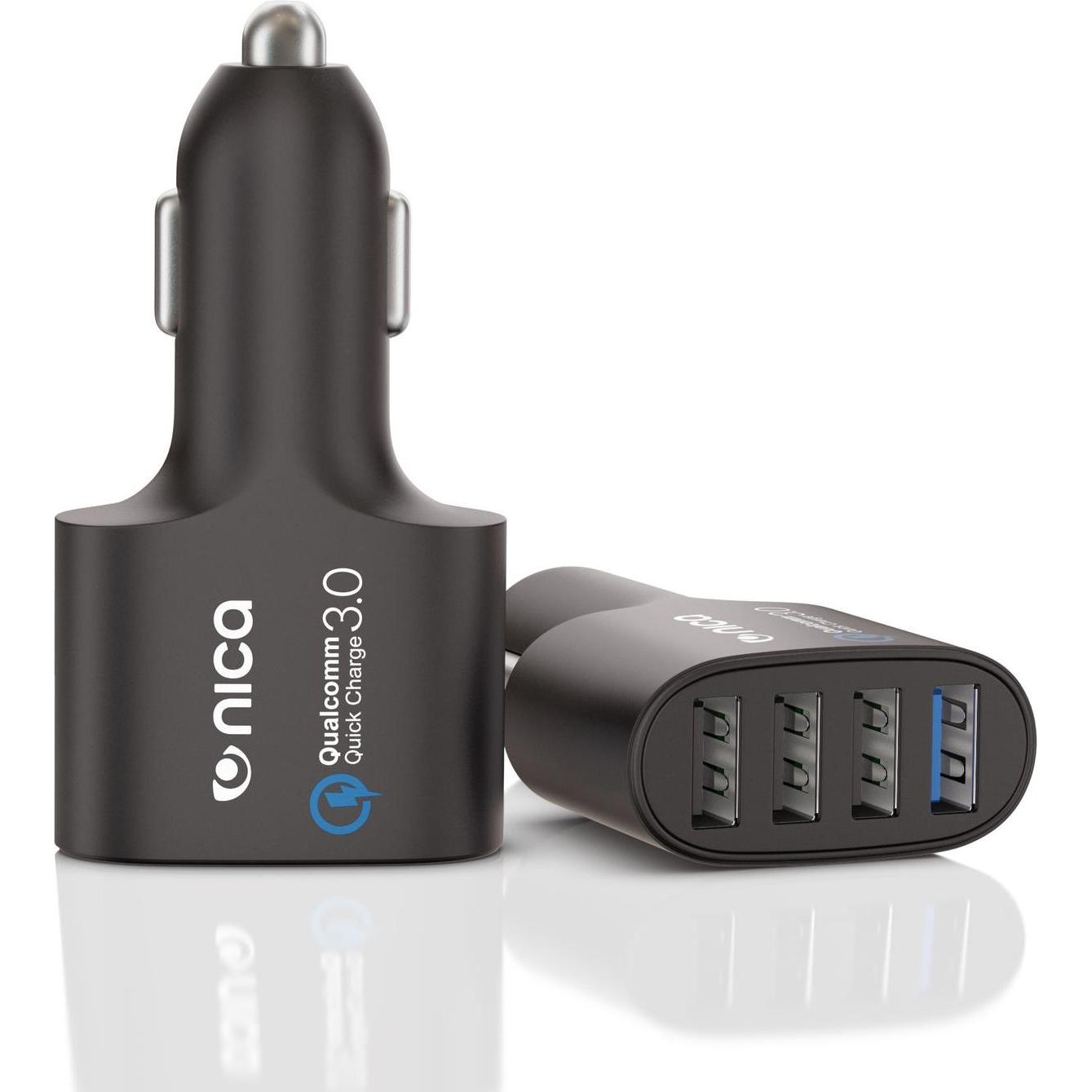 Nalia 4-Port USB Quick-Charge 3.0, Auto Adapter, Schwarz