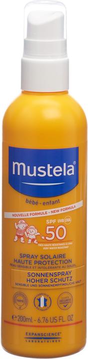 Productafbeelding Mustela Zonnebescherming Zonnespray SPF 50 Spray (Zonnebrandspray, SPF 50, 200 ml, 235 g)
