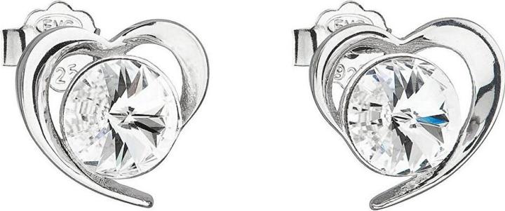 Produktbild Evolution Group Silver earrings with Swarovski white heart 31259.1