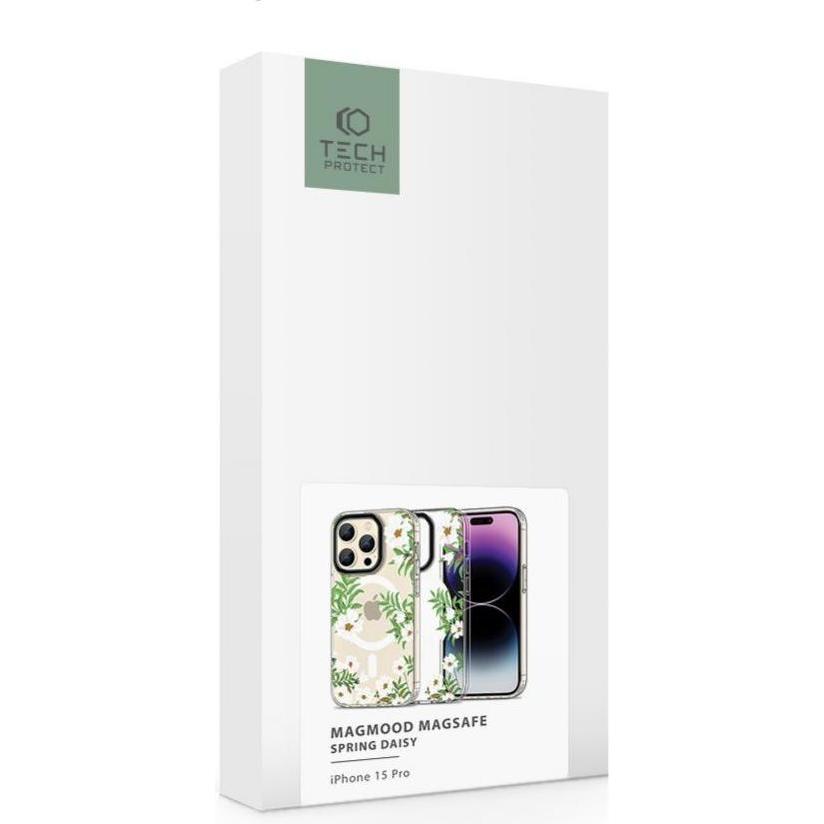 Thumbnail - Tech-Protect MagMood MagSafe case for iPhone 15 Pro - daisies with leaves (Apple iPhone 15 Pro), Smartphone Hülle