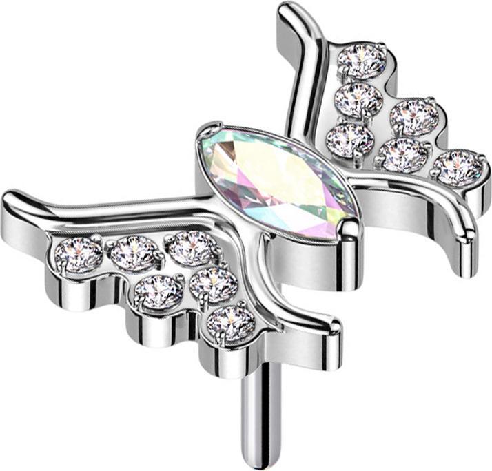 Produktbild Star Piercing Threadless Schmetterling silber Kristall multicolor (ohne Messing, Titan)