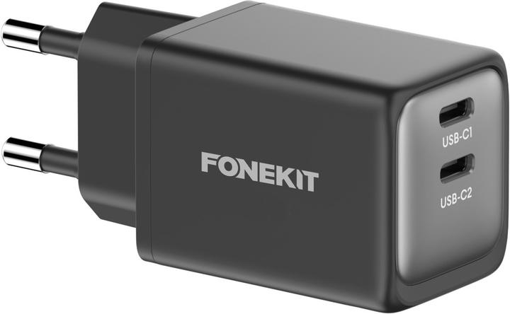 Image du produit FoneKit GaN PD 48W Charger, USB-C + USB-C, black (48 W)