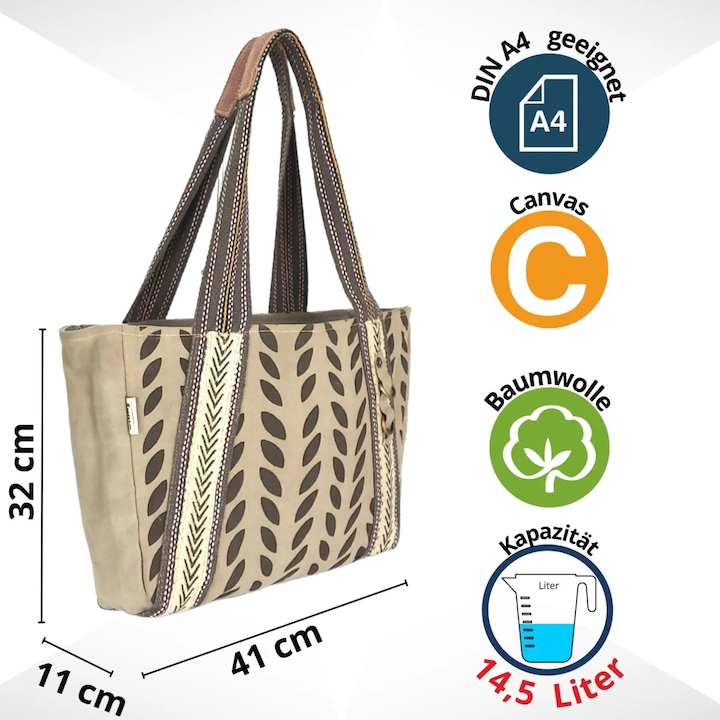 Produktbild Sunsa Schultertasche Handtasche Shopper No.64 Canvas recycelt (14.50 l)
