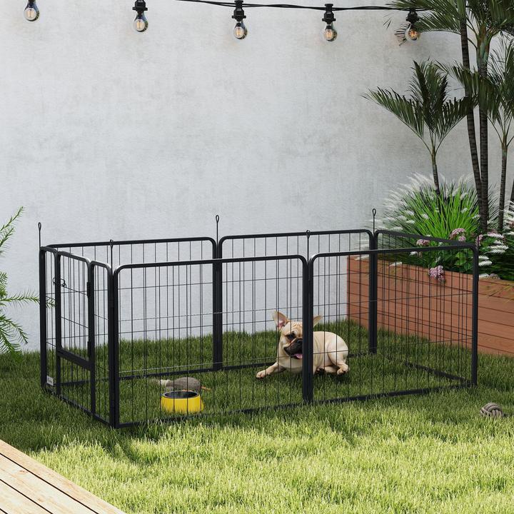 Immagine prodotto PawHut Welpenauslauf Stahl Schwarz (Gabbia per cani)