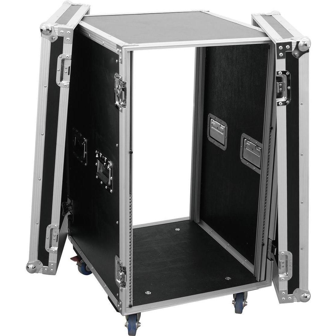 Roadinger Verstärkerrack PR-2ST, 18HE, 57cm mit Rollen (Verstärker), Audio Racks + Cases, Silber, Schwarz