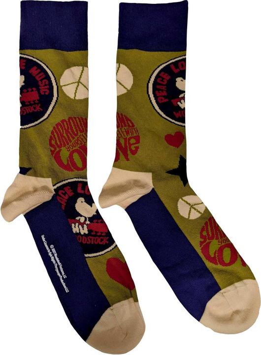 Image du produit Woodstock Chaussettes de cheville unisexe adulte Peace - Love - Music (40.5 - 45.5)
