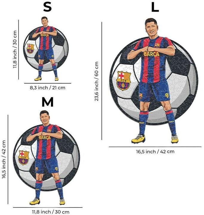 Produktbild Iconic FC Barcelona - Robert Lewandowski - Holz Puzzle Grösse M (270 Teile) (270 Teile)