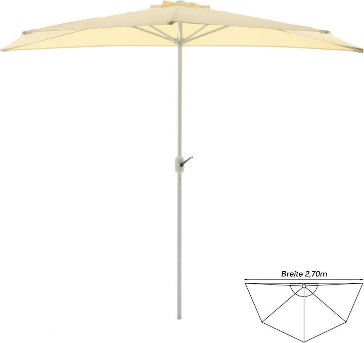 Produktbild VCM Balkon-Sonnenschirm Beige halbrund Gartenschirm Sonnenschutz 2,7m mit Kurbel (2.70 m)