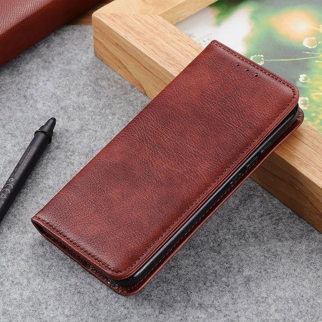 MU Classic Litchi V Leder Bookcover Series (Samsung Galaxy Note 10 Lite), Smartphone Hülle, Braun