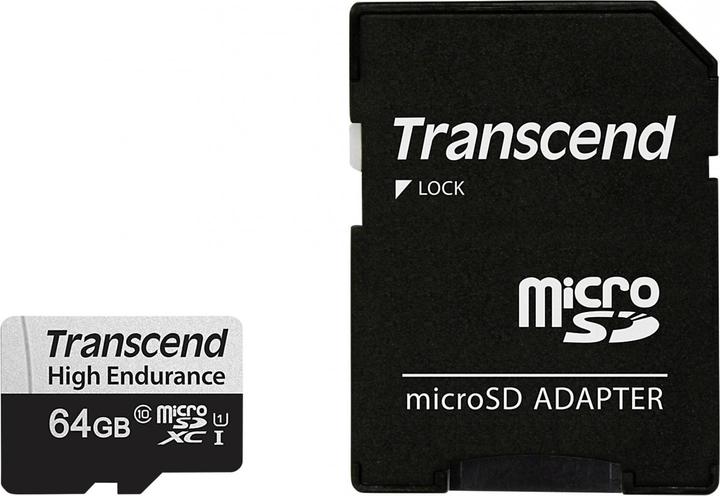 Produktbild Transcend microSDXC 350V 64GB Class 10 UHS-I U1 (64 GB, microSDXC, U1, UHS-I)