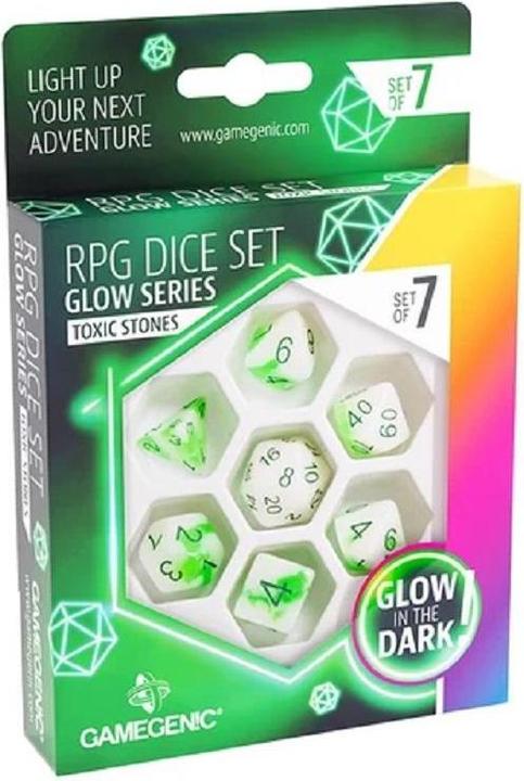 Gamegenic GGS50029 - Glow Series - Toxic Stones - RPG Dice Set (7 pcs)