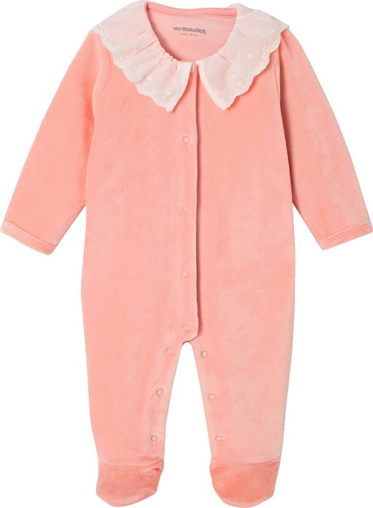 Immagine prodotto Vertbaudet 2er-Pack Baby Samt-Strampler mit Recycling-Polyester, Blumen und Kragen (50)