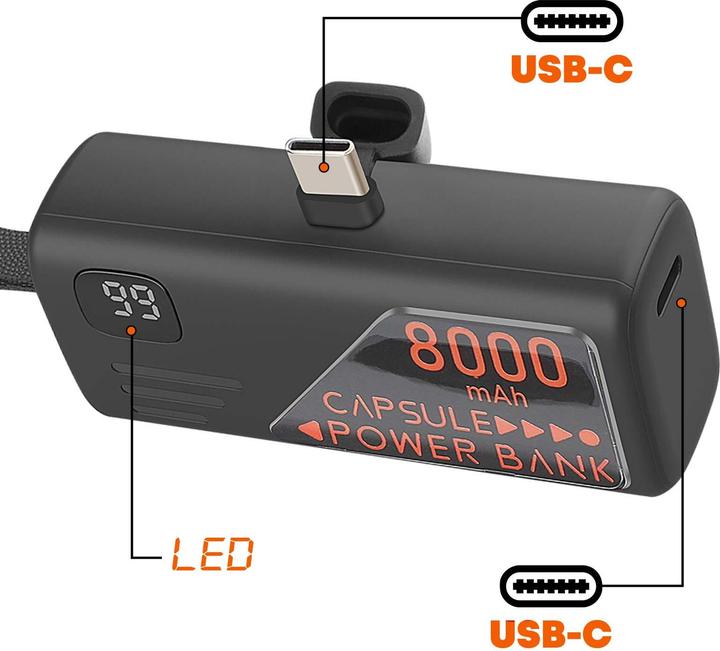 Actual product image LinQ Mini Powerbank 8000 mAh USB-C Schlüsselanhänger (8000 mAh, 10 W)