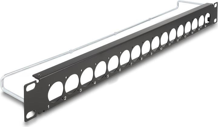 Produktbild Delock 19? D-Typ Patchpanel mit Entlastungsschiene 16 Port 1 HE schwarz