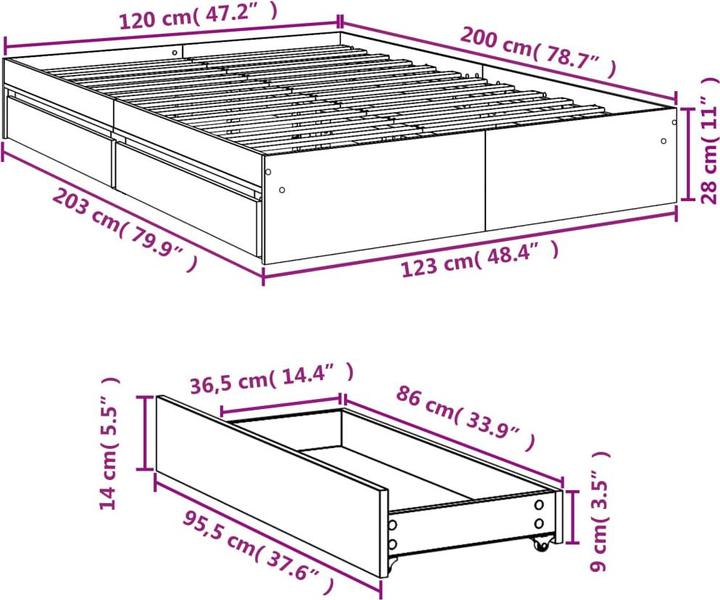 Image du produit vidaXL Bettgestell (120 x 200 cm)