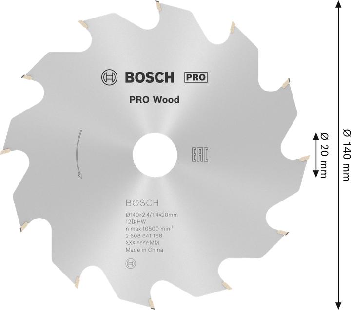 Actual product image Bosch Professional Zubehör PRO Wood circular saw blade, 140 x 2.4 x 20 mm