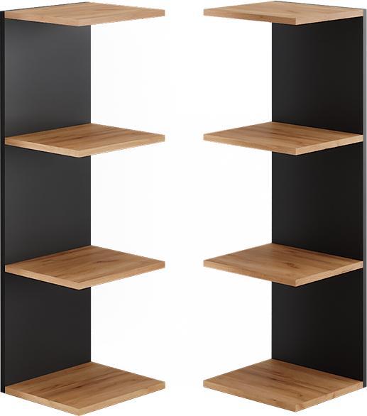 Immagine prodotto Vicco Mensola da parete Paolo, Antracite/oro power oak, 30 x 95 cm Set di 2