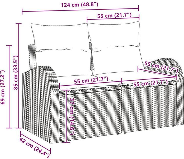 Immagine prodotto vidaXL Set di divani da giardino da 7 pezzi con cuscini Beige poly rattan
