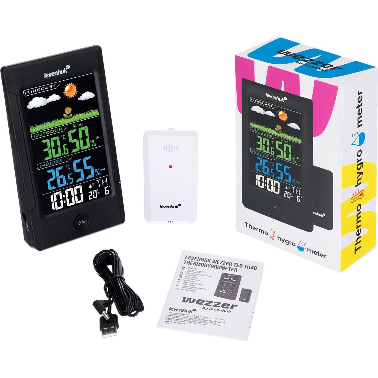 Thumbnail - Levenhuk Wezzer Teo TH40 Thermohygrometer, Wetterstation, Schwarz