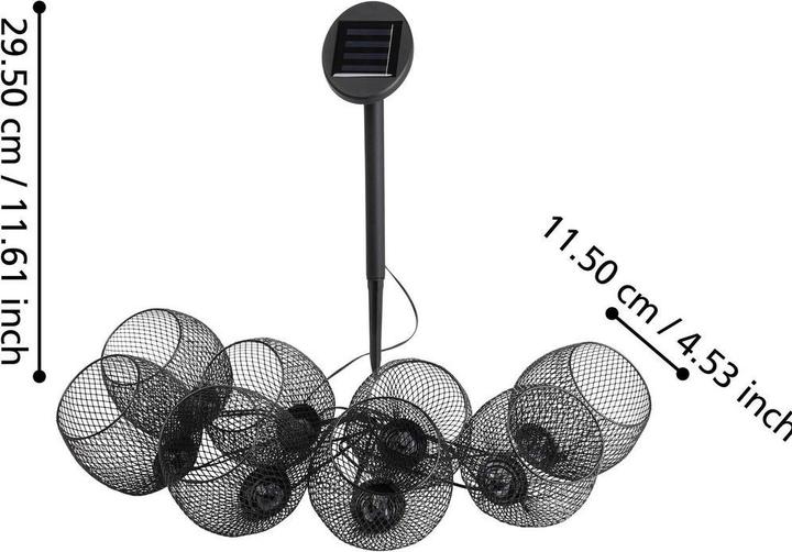 Produktbild EGLO 48964 Z SOLAR LED 8-fach Gartenleuchte 8x0,06W Ø100mm Schwarz warmweiss (3 m)