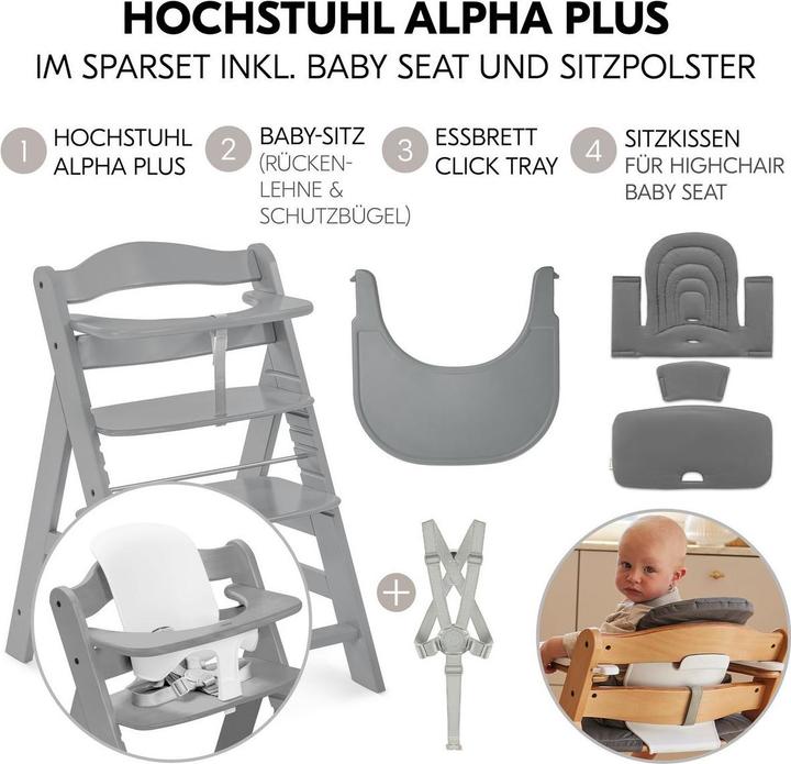 Actual product image Hauck Hochstühle Hochstuhl Alpha Plus Black - im Sparset inkl. (Stair high chair)