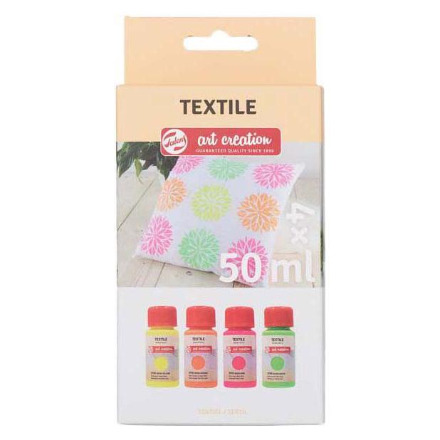 Talens, Kleuren + Verf Voor Doe-het-zelvers, Textiel Set 4x50ml Neon (200 ml)