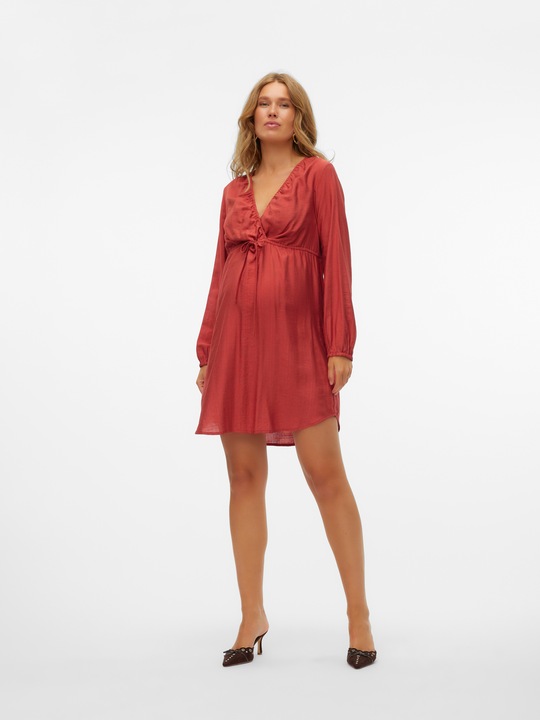 Image du produit Mamalicious Coupe normale Col en V Poignets élastiques Robe courte (M)