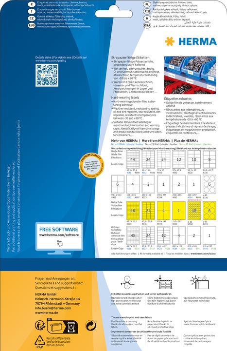 Image du produit HERMA Étiquettes résistantes aux intempéries A4