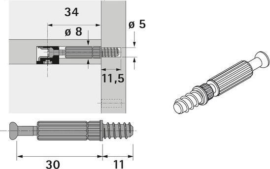 Produktbild Hettich Einschraubdbel schwarz, 40 Stck (40 Stk.)